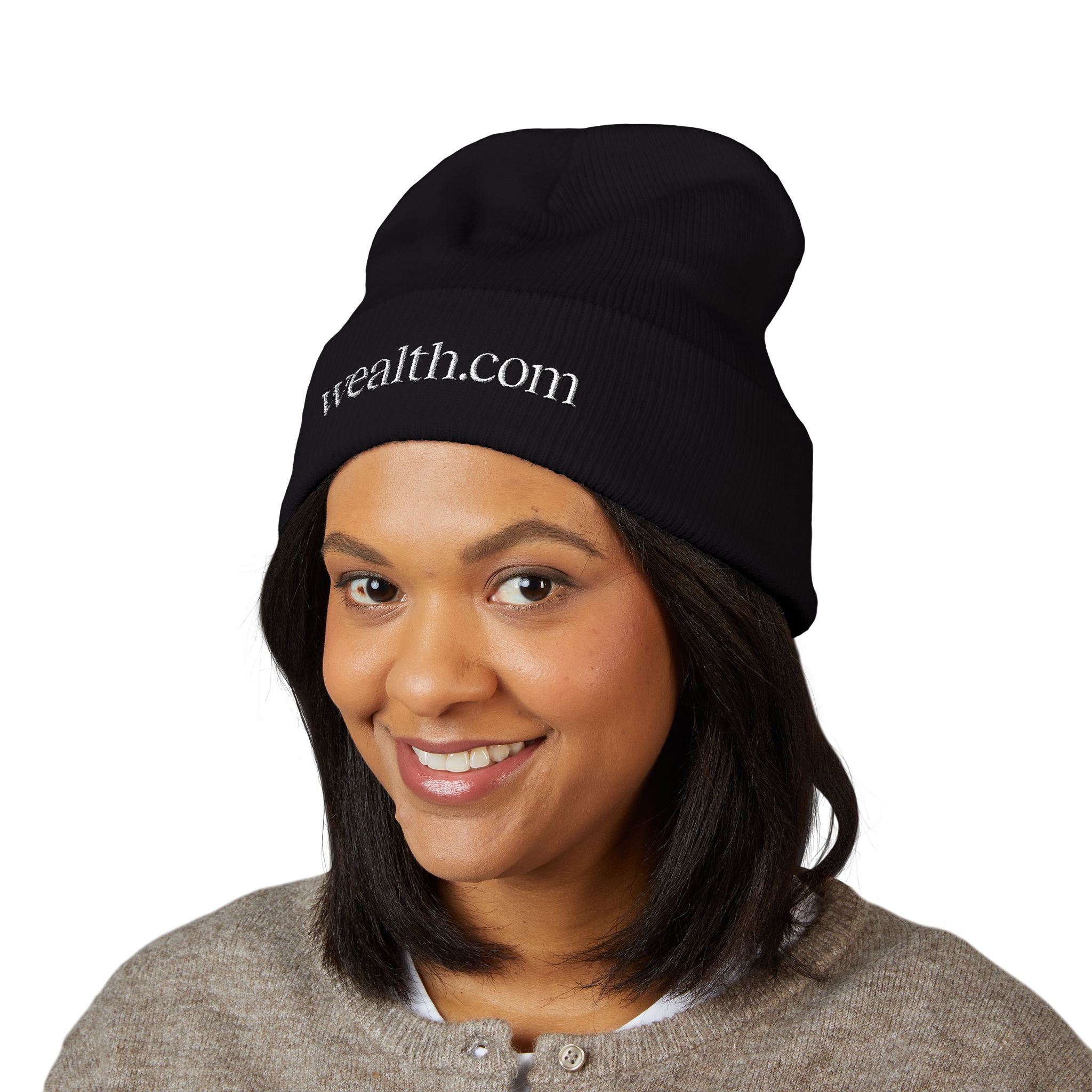 Cuffed Beanie with Wealth.com Embroidery
